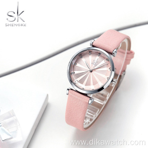 Shengke Women's Watches Luxury Ladies Leather Watches Top Brands Fashion Diamond Watch Bayan Kol Saati Diamond Reloj Mujer 2019